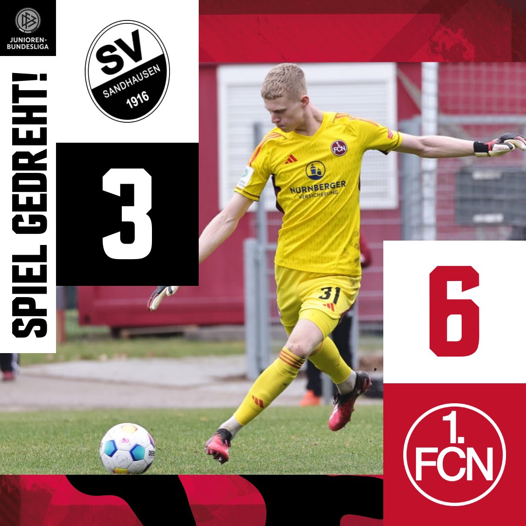 Spiel gedreht und 3️⃣ Punkte entführt!💪

Ganz starke Leistung der #FCNU19 gegen den SV Sandhausen.🔴⚫️

#fcn | #fcnnlz | #jungundhungrig