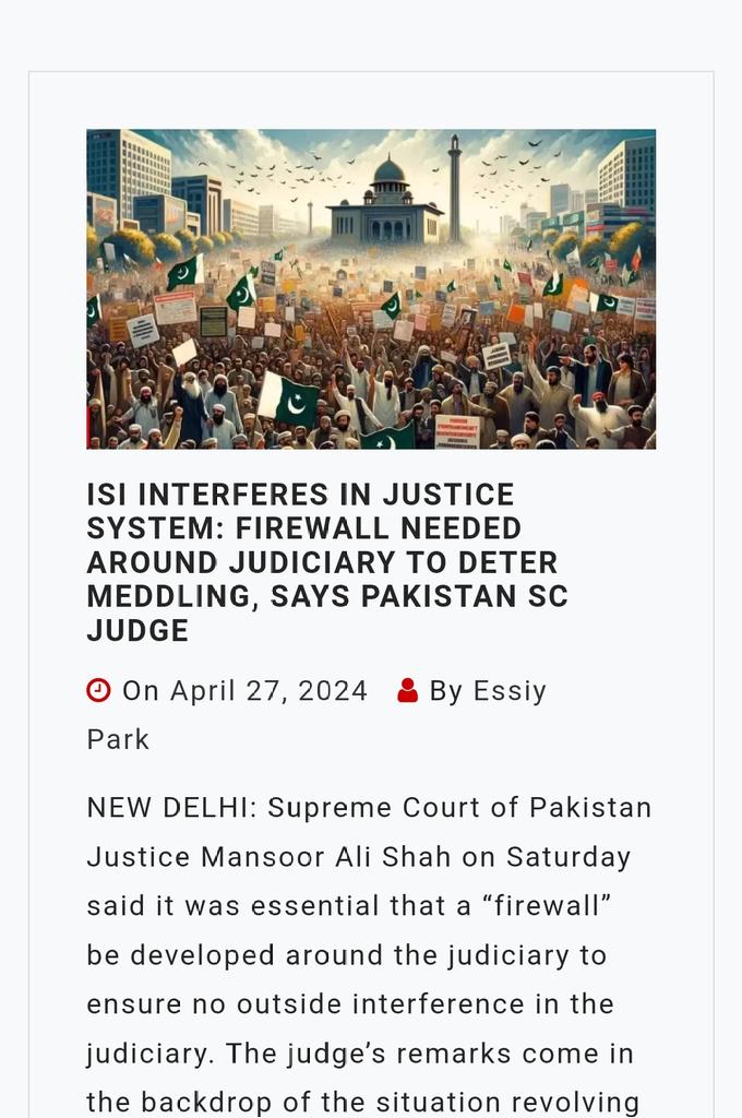 It's clear that Indian media outlets like TOI prioritize sensationalism over journalistic integrity. By misinterpreting Justice Mansoor Ali Shah's remarks, they aim to further their anti-Pakistan agenda. #TOIExposed #YellowJournalism