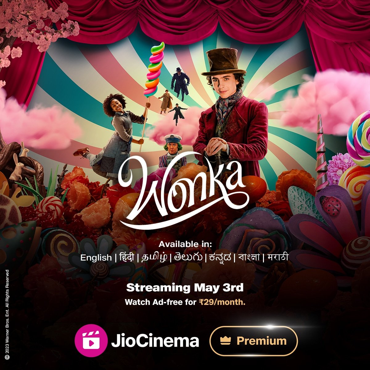 Every good thing in this world started with a dream 🍬✨ #Wonka streaming on #JioCinema May 3rd onwards. Available in #English, #Hindi, #Tamil, #Telugu, #Kannada, #Bengali, #Marathi.