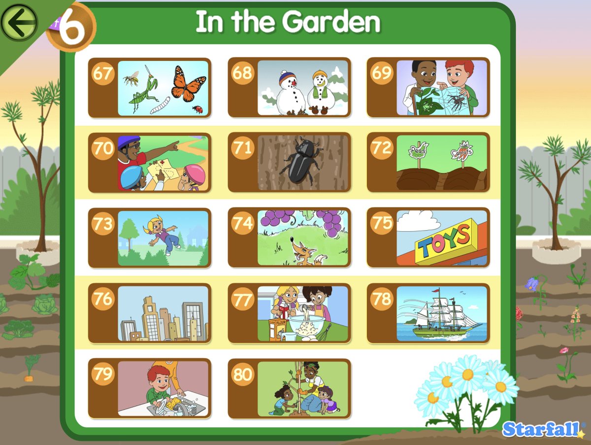 Sunday story time with Starfall...
In the Garden: starfall.com/h/more-phonics…
#sundaystories #Spring2024 #earlyreaders #readingisfundamental