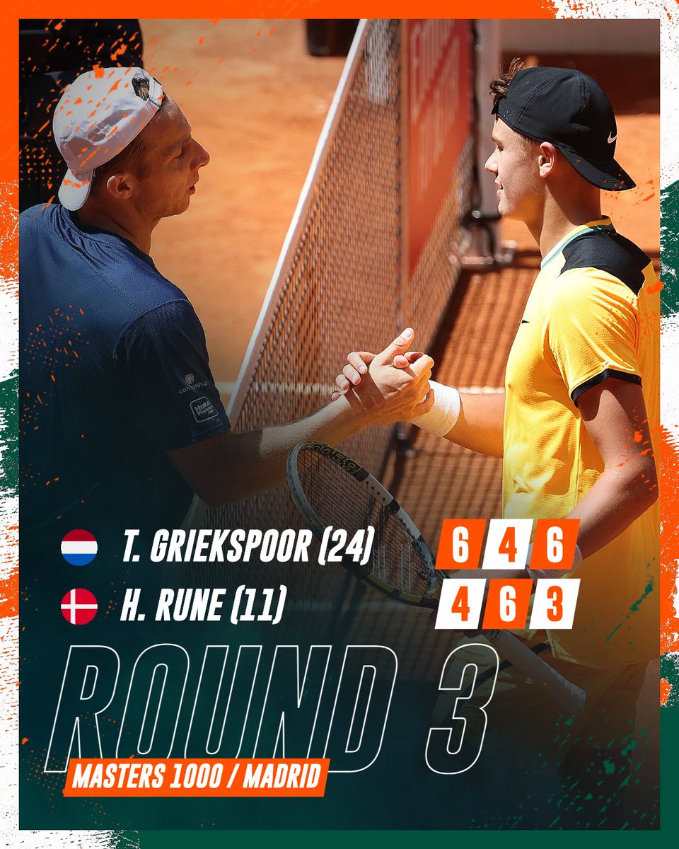 Tallon Griekspoor outlasts Holger Rune to reach Madrid Open Round 4! #MMOpen