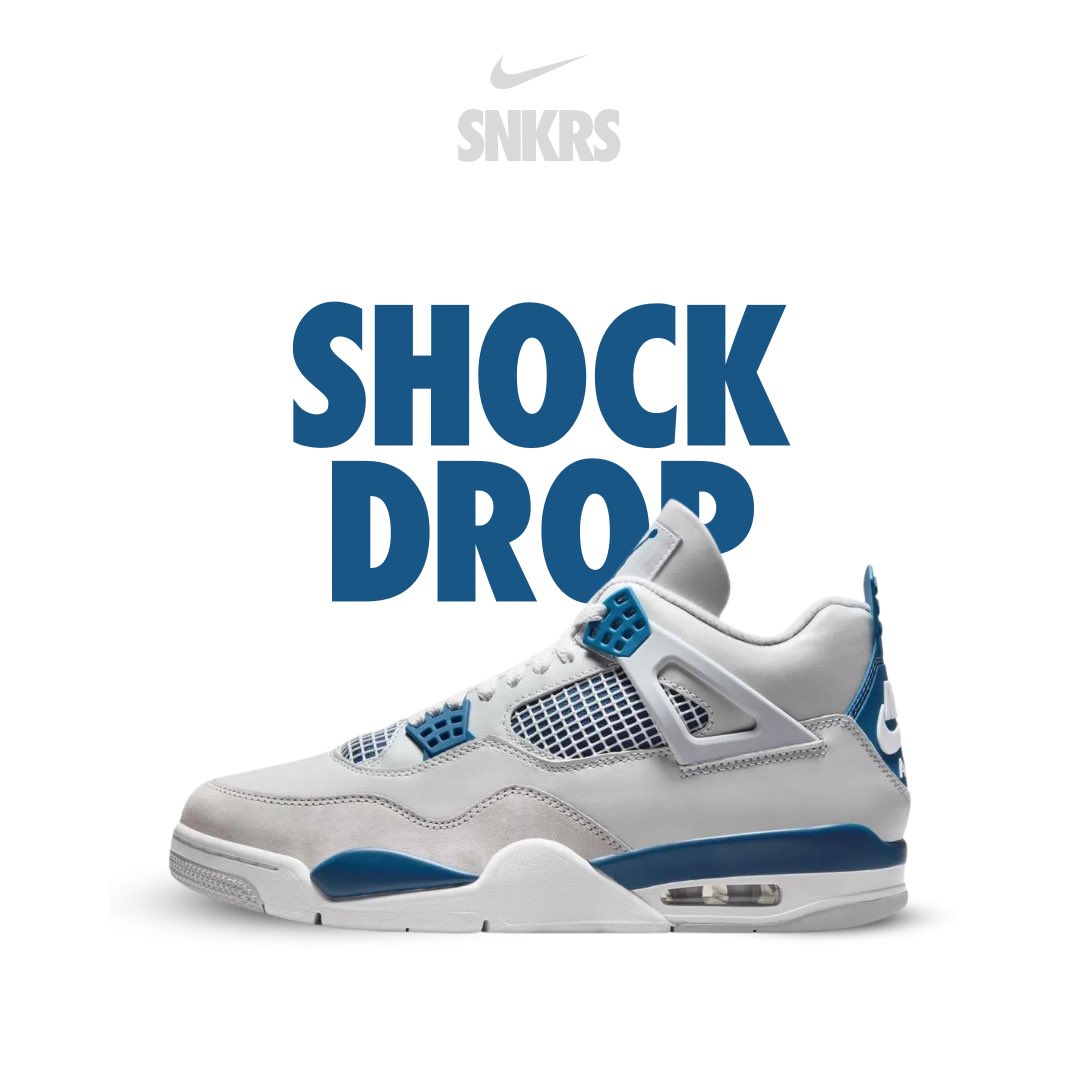 SHOCKDROP : la Jordan 4 'Military Blue' va sortir en avance sur SNKRS 👀💙

📆 : drop prévu demain matin à 9h 

💶 : 210€

📦 : 28 000 paires