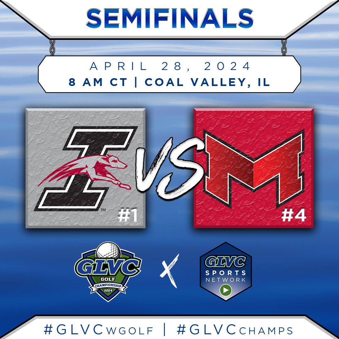 🏆🏌️‍♀️ #GLVCwgolf | #GLVCchamps MEDAL/MATCH PLAY SEMIFINALS #️⃣1️⃣ @UIndyAthletics 🆚 #️⃣4️⃣ @MaryvilleSaints 📺 @GLVCSN 📊 GLVCsports.com/2024wgolf 📍 Oakwood Country Club ⏰ 8 AM CT