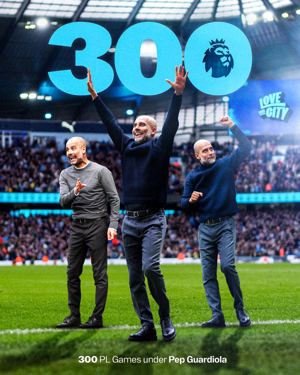 This afternoon, <a href="/PepTeam/">PepTeam</a> takes charge of his 300th <a href="/premierleague/">Premier League</a> game for City! 👏