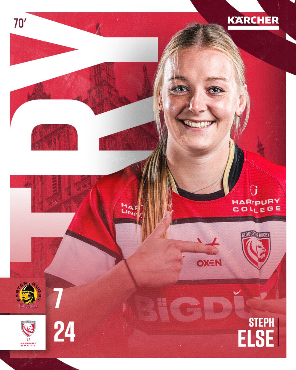 TRY! Try number four! Gloucester-Hartpury's scrum smokes Exeter's and we rumble over the line. Steph Else claims the score. ⚔️ 7 - 24 🍒 | #EXEvGLO