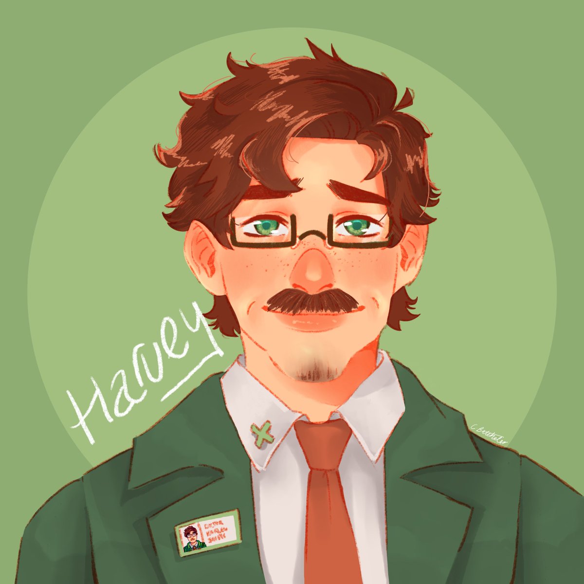 he is my wife and i care about him and his daily coffee deeply #stardewvalley #stardewvalleyfanart #stardewvalleyharvey #harveystardew