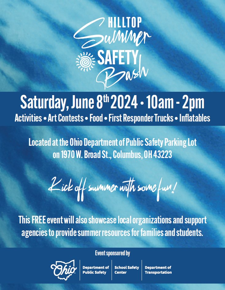 Mark your calendar for the Hilltop Summer Safety Bash Event on Saturday, June 8th.
#ClickThePic for details. #SummerSafety