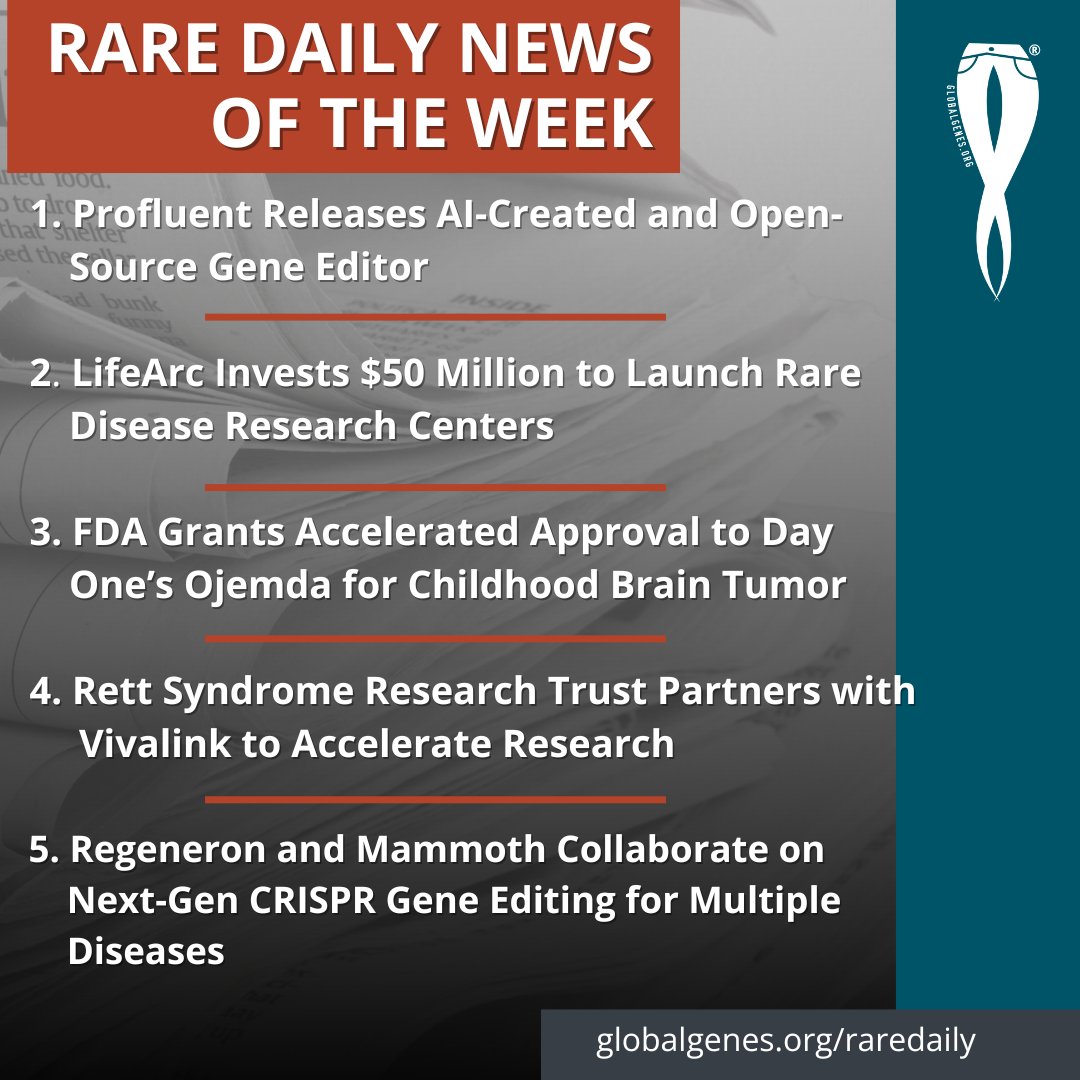 GlobalGenes's tweet photo. Profluent Releases AI-Created and Open-Source Gene Editor & More — This Week in RARE Daily. Read: https://t.co/KxVUFcfRoY
#RareDaily #RareNews #WeekinRareDaily #CareAboutRare #RareDiseaseAwareness #GlobalGenes https://t.co/1zulfLmvn0