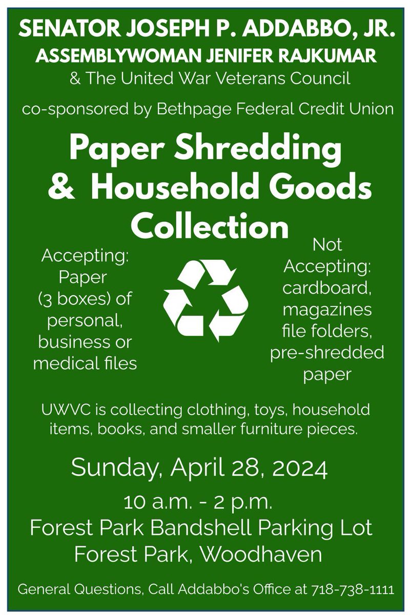 A REMINDER - PAPER SHREDDING AND DONATION EVENT