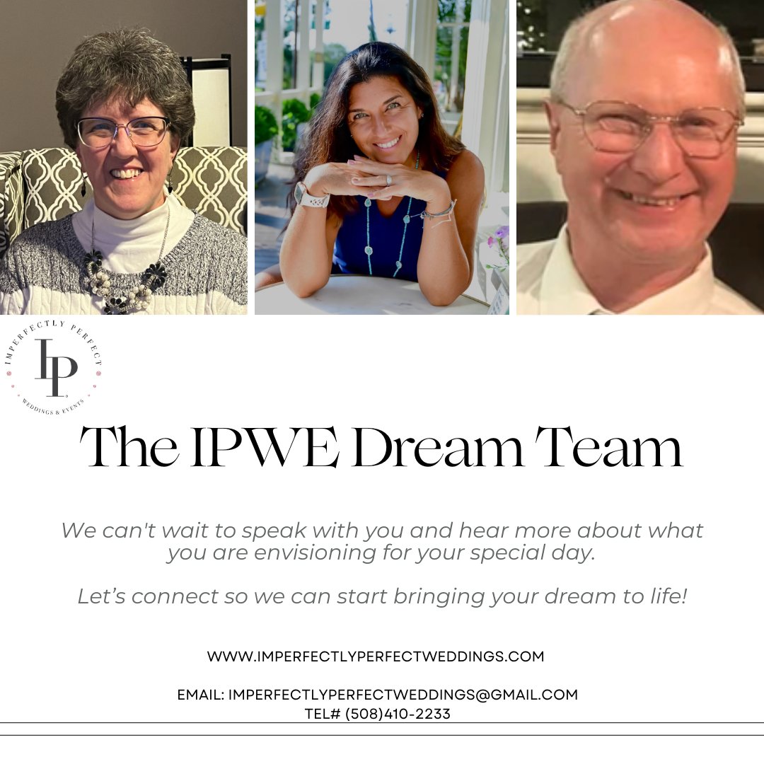 Hello there! We are Imperfectly Perfect Weddings & Events, and we are all about creating unique and personalized experiences for your special day. No detail is too small for us, and we absolutely love bringing your vision to life! #IPWE, #Weddings,#Planning, #TheDreamTeam