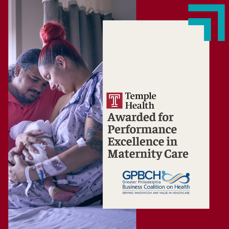 The Greater Philadelphia Business Coalition on Health (GPBCH) has recognized Temple University Hospital-Main Campus with its Regional Quality and Safety Award for Performance Excellence in Maternity Care. Thank you to all of our OB/GYN team for putting our patients first.