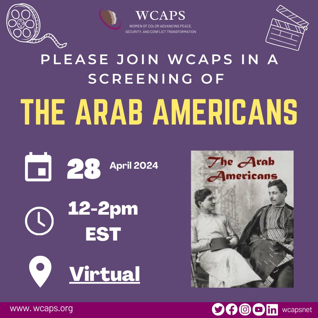 📅 Today Apr 28, 2024 at 12:00 PM in Eastern Time (US and Canada) Please join WCAPS Arab American Heritage Month Committee as we watch the PBS documentary, simply titled 'The Arab Americans'. Register here: ow.ly/MQRH50RoygH #WCAP #ArabAmericanHeritageMonth