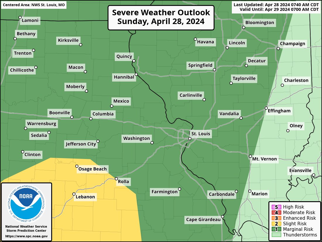 A SIGNIFICANT change to this outlook: conditions are now looking far less favorable for severe weather across eastern Missouri and western Illinois. Below is the latest outlook. #MOwx #ILwx #STLwx #MidMOwx