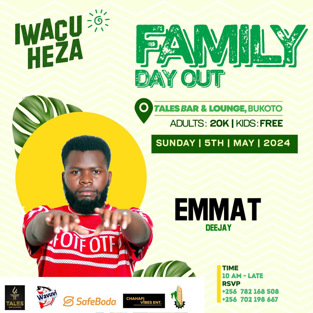 Don't miss to be part of iwacu heza #FamilyDayout happening on 5th may at tales bar bukoto