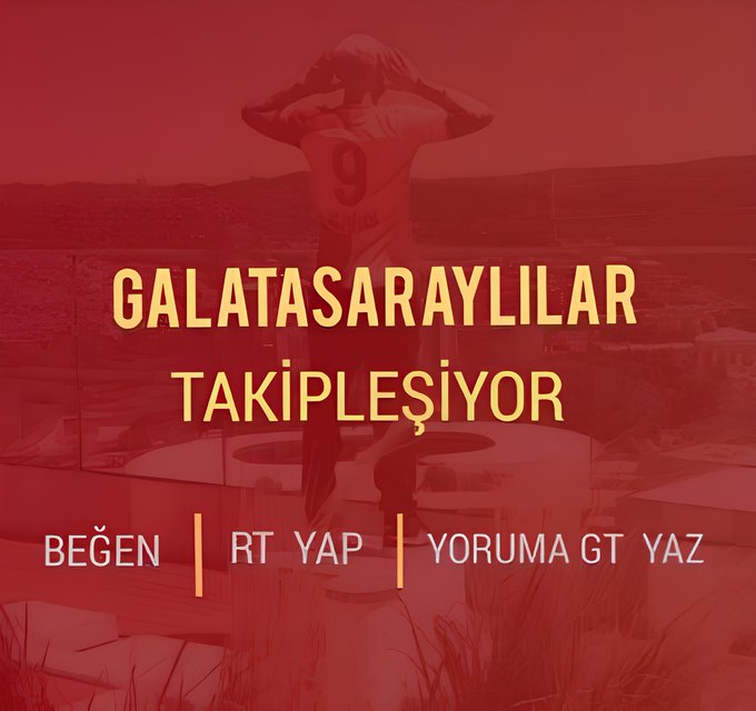 Galatasaraylı hesaplar gt yaparak büyüyor. Fav rt ve ment at, takibe takip yap
#Galatasaraylılartakipleşiyor
#Gslilertakipleşiyor