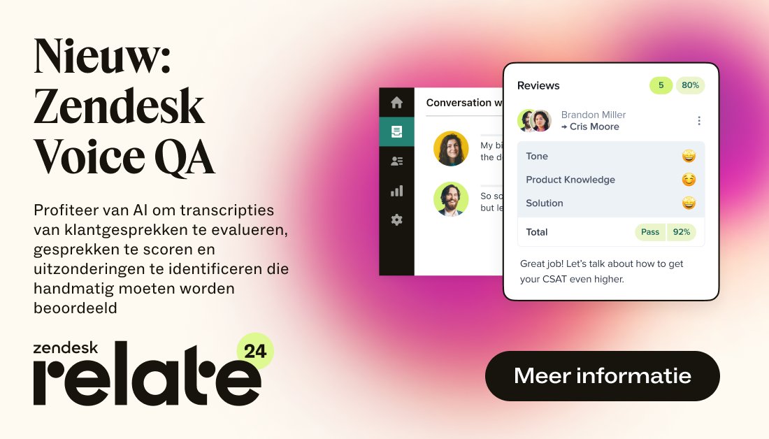 Met de nieuwe @Zendesk Voice QA kun je al je spraakgebaseerde gesprekken automatisch evalueren - net als je digitale gesprekken.

👀 Bekijk alle grote aankondigingen van #ZendeskRelate 2024. bit.ly/4aRdztV