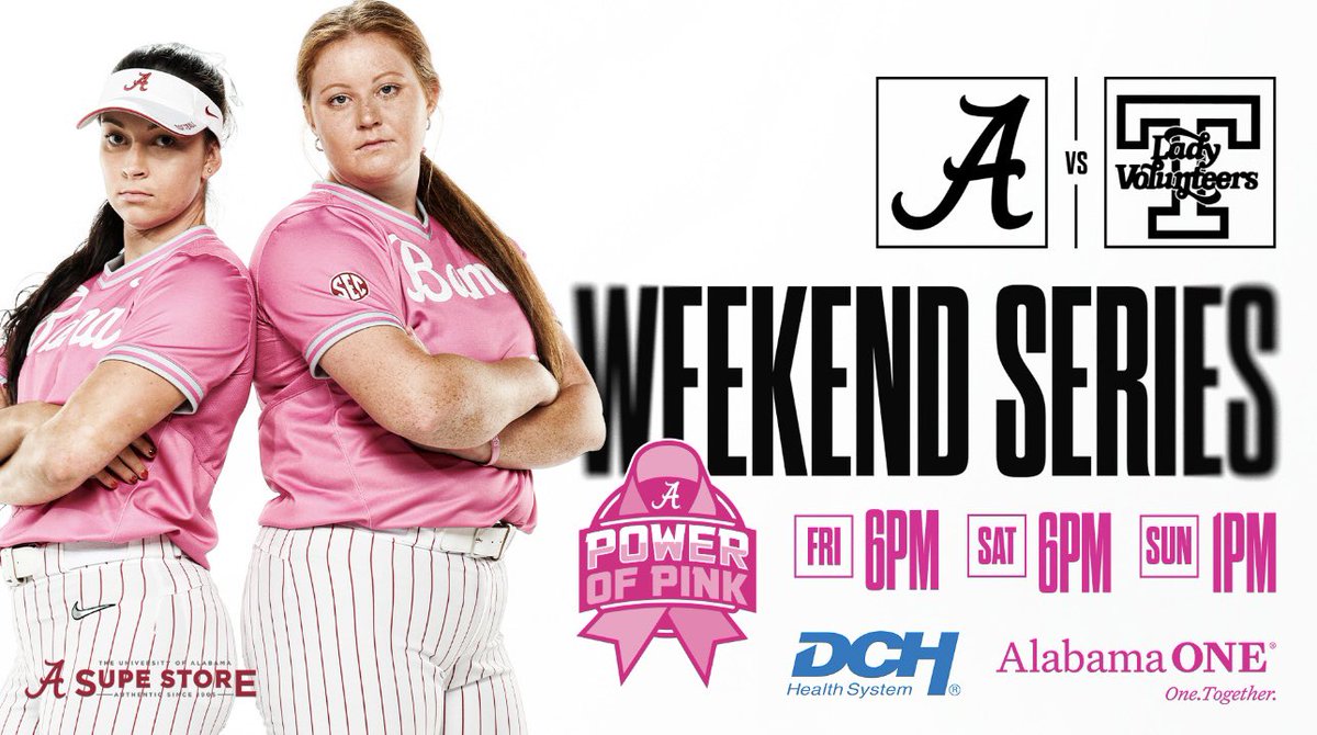 @AlabamaSB & the Power of Pink today at 1! Let’s do this Bama … let’s fight the Vols & Breast Cancer! Join me & let’s cheer these ladies & @UACoachMurphy on👏🎉🥎