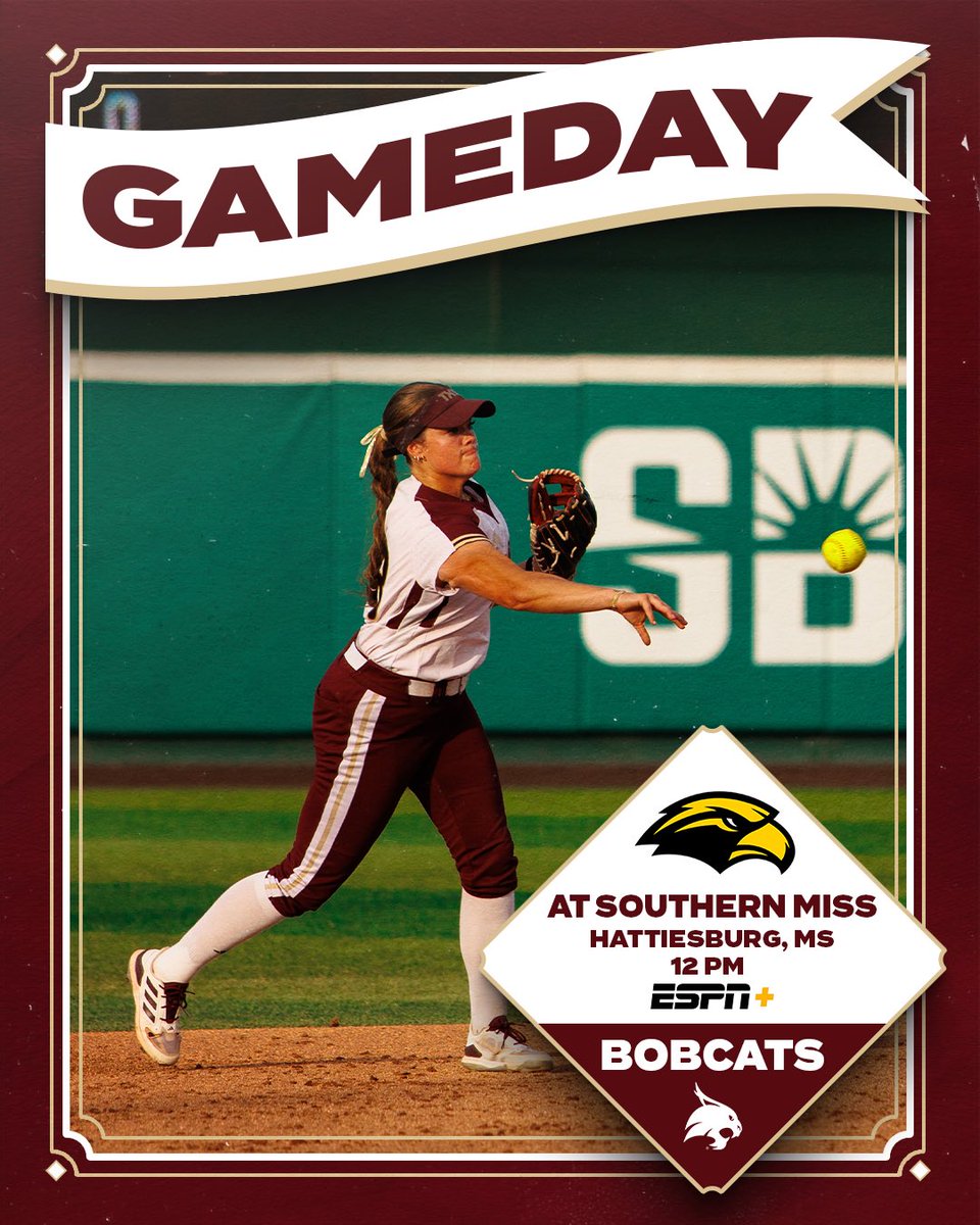 For the series #EatEmUp 🆚 @southernmisssb ⏰ 12 pm 📍 Hattiesburg, Mississippi 📺 tinyurl.com/238tnjsq 📈 txst.com/stats