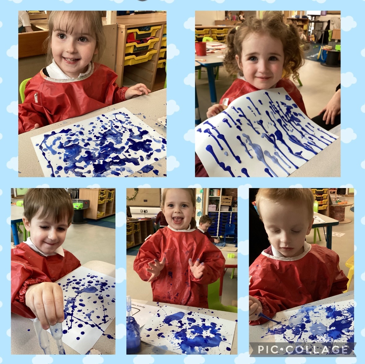 This week, Dosbarth Willow have really enjoyed creating 'Raindrop' art. We swapped our brushes for pipettes and straws, to create beautiful work using a range of techniques. The class are all very proud of their work.