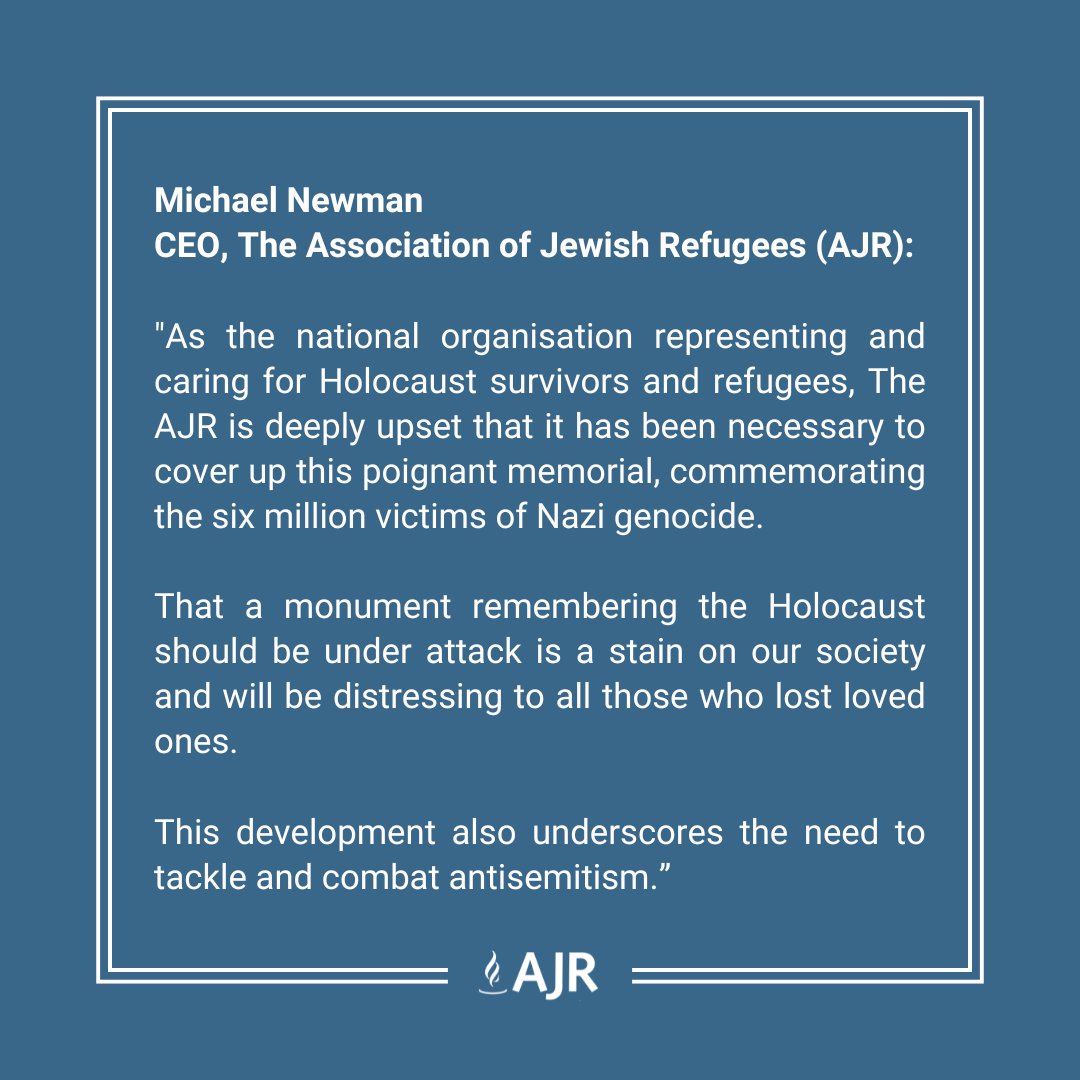 A statement from our CEO Michael Newman following the news that London's Hyde Park Holocaust memorial has been covered over fears it will be vandalised: