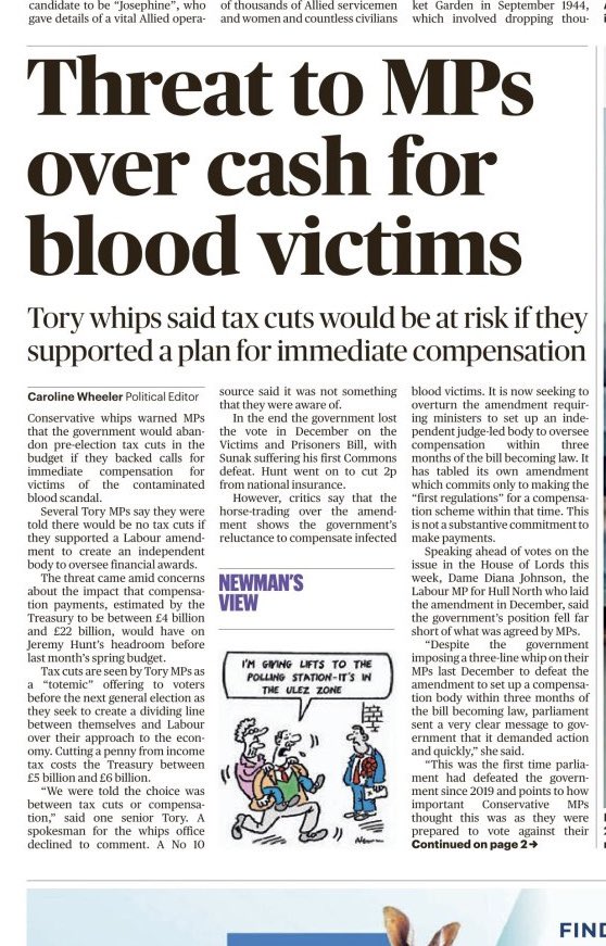 Another example of this government playing politics, instead of doing the right thing by victims…

#JusticeDelayedIsJusticeDenied 
#ContaminatedBlood

(✍️ @cazjwheeler)