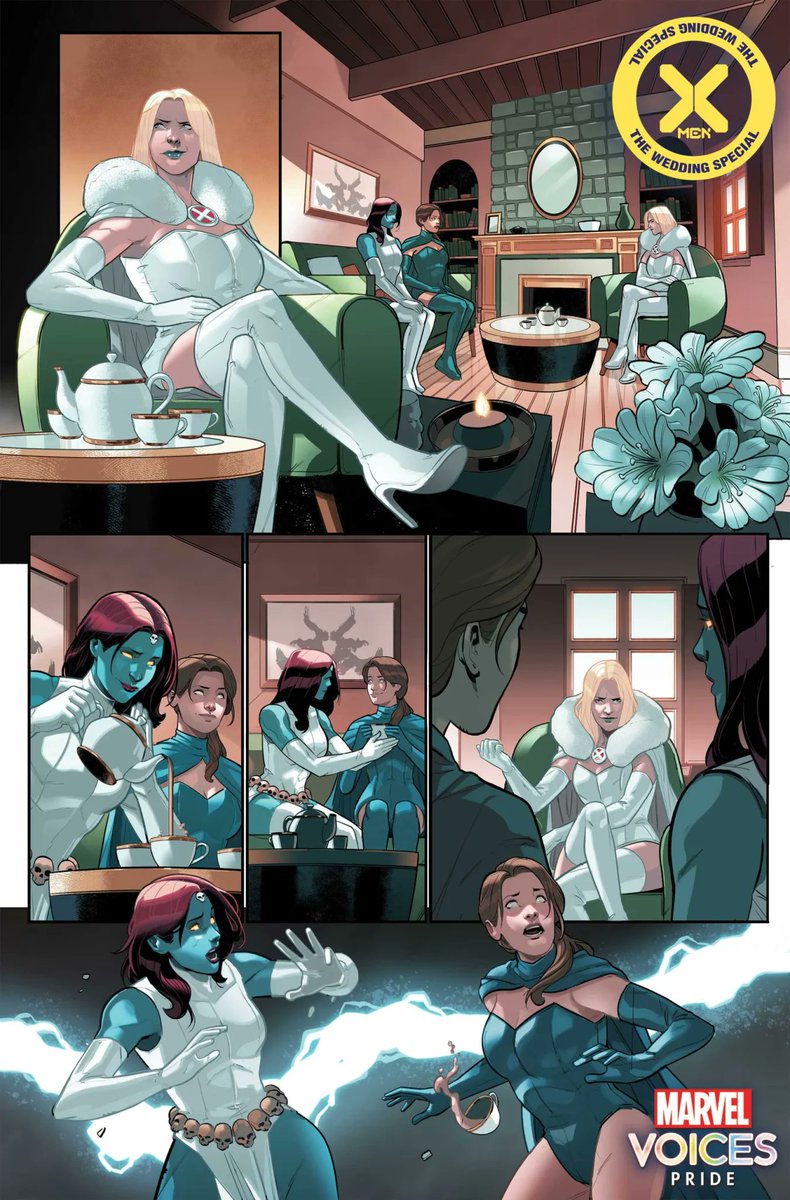 Sneak peek at my story from Marvel’s Pride special. Written by Yoon Ha Lee, featuring Emma Frost, Mystique and Destiny.