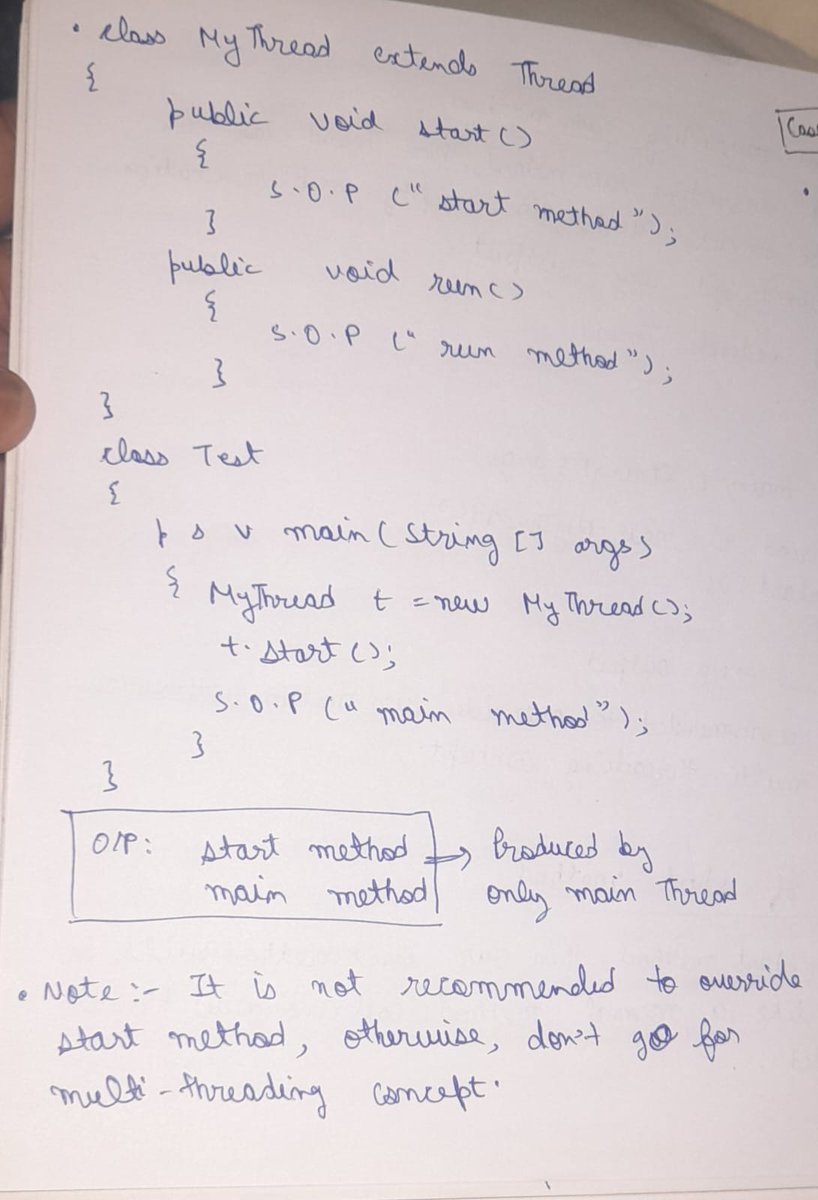 Day 51 of #75daysofcode in Java

Learn about Multithreading concept
✅Multitasking
✅What is Thread?
✅Defining a Thread by extending Thread class
✅Thread Scheduler
✅t.start( ) vs t.run( )
✅Overriding of start method vs run method
✅Thread life Cycle

#java