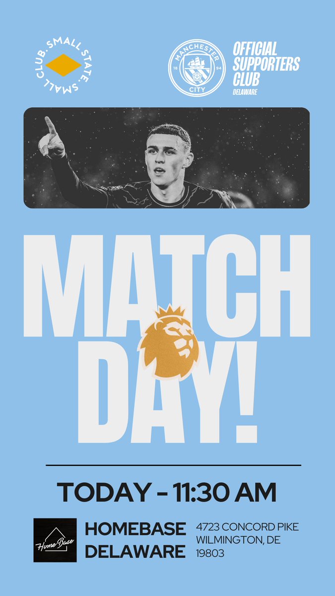 It's Match Day! 

Join us at HomeBase Delaware at 11:30 AM as we take on the Tricky Trees! 

#mancity #mancityosc #delaware