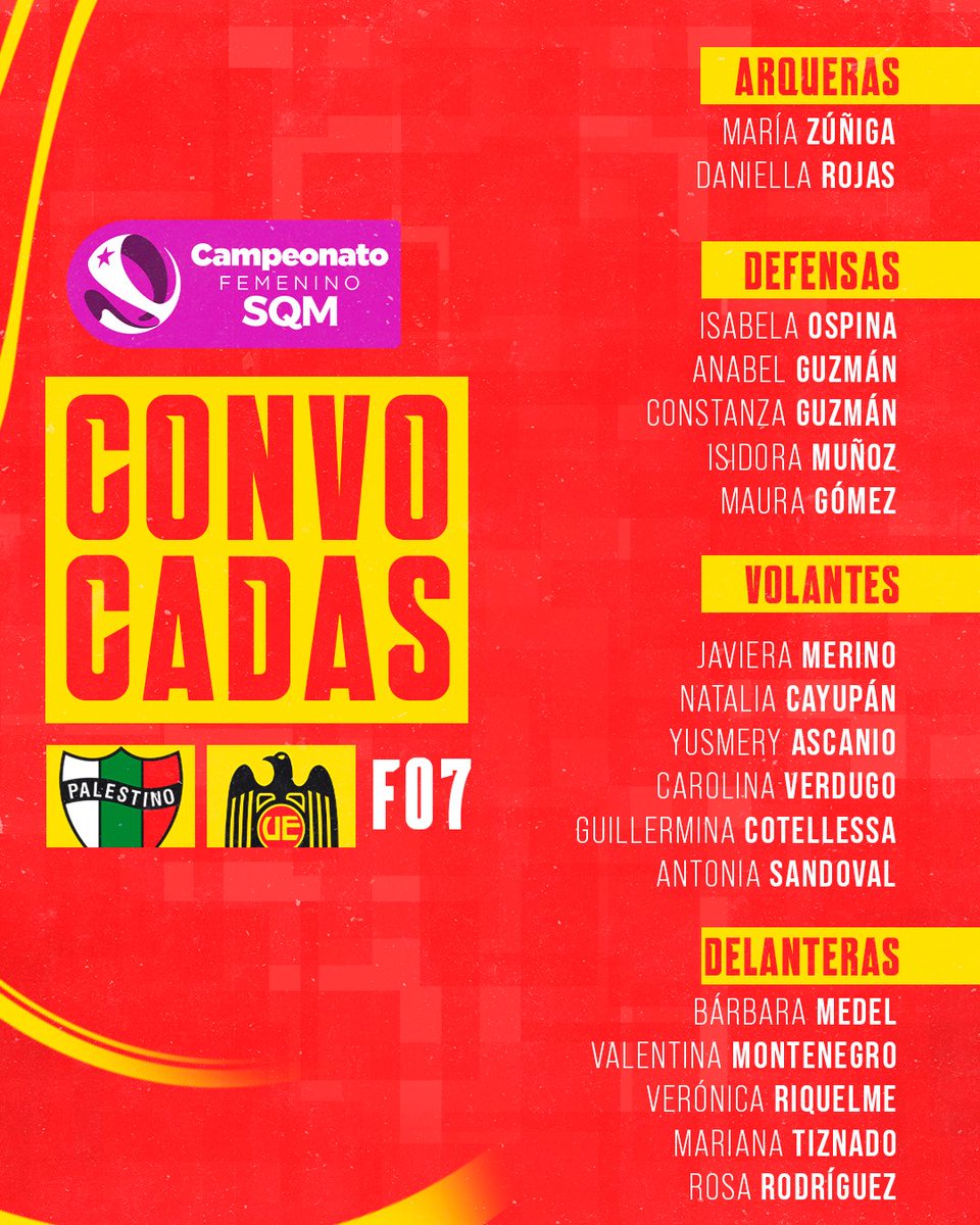 📋 Conoce la citación de las Hispanas para enfrentar a @CDPalestinoSADP por el Campeonato #FemeninoSQM.