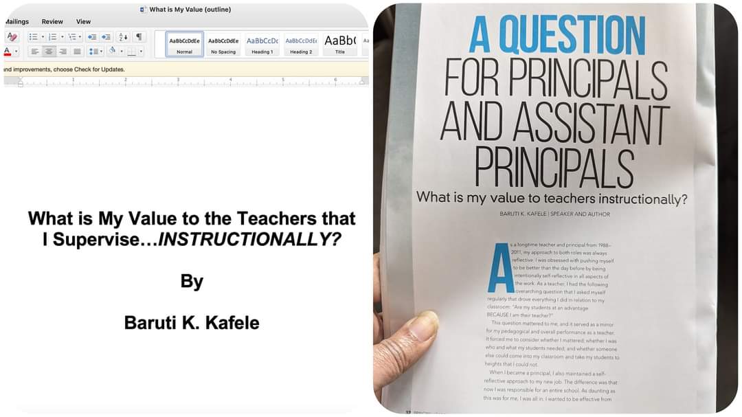 I TOOK THE ENTIRE MONTH OF MAY OFF (with the exception of an important panel I will moderate on the 17th in Houston) to devote my attention to writing the most important book I will have written to date entitled, What Is My Value to the Teachers That I Supervise INSTRUCTIONALLY?