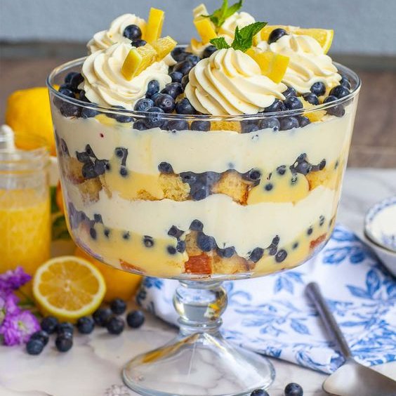 Easy Lemon Blueberry Trifle Dig in or pass? 🤔