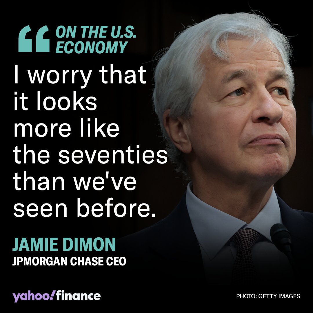 JPMorgan Chase CEO Jamie Dimon is concerned the US economy could be in for a repeat of the problems that hampered the country during the '70s.

The economy then was constrained by stagflation, a combination of low growth and high inflation, and Dimon said that risk exists again.