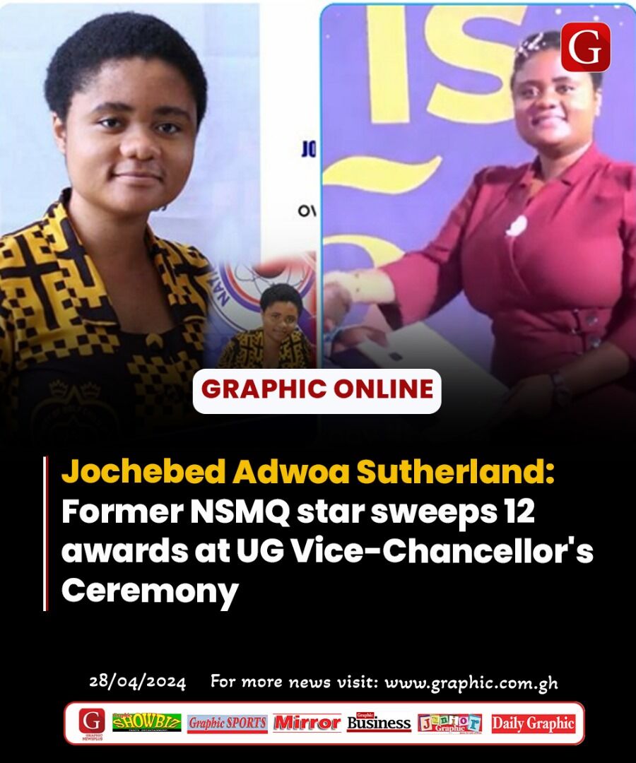 Jochebed Adwoa Sutherland: Former NSMQ star sweeps 12 awards at UG Vice-Chancellor's Ceremony

Read more here: graphic.com.gh/news/education…

#dailygraphic #graphiconline #GhanaNews