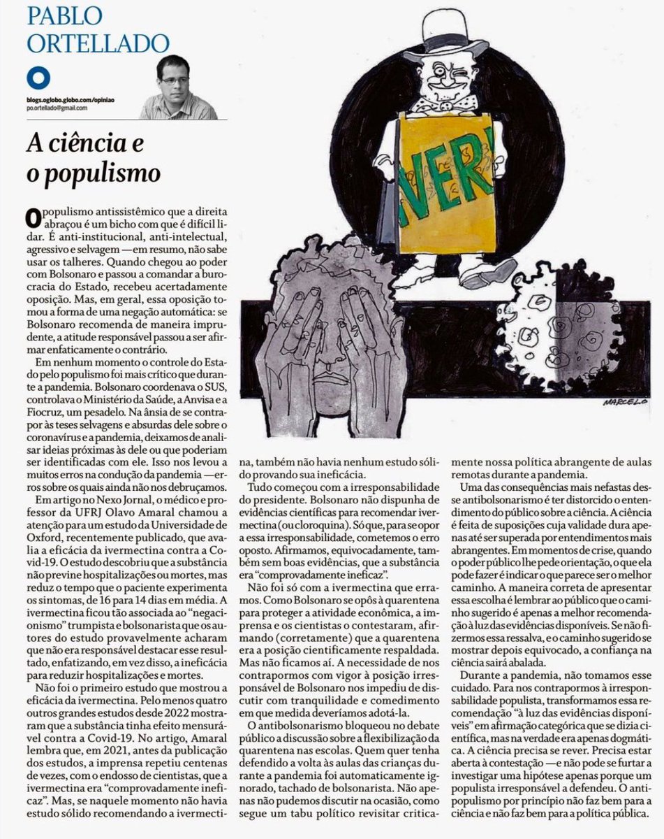 ORTELLADO TINHA LADO? MELHOR SEMPRE OUVIR O OUTRO LADO! Nada melhor de que o tempo para deixar a verdade aparecer, só a verdade liberta. O artigo Ciência e Populismo, de Pablo Ortellado, publicado em O Globo, faz análise crítica do comportamento da mídia durante a pandemia de…