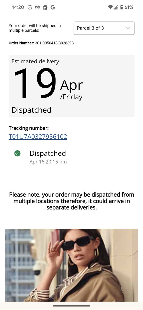 Can someone at <a href="/marksandspencer/">M&S</a> help? My order was supposed to be delivered on 19 April but it still hasn't arrived. When I track the order it still says 'estimated delivery 19 April.' see image below. I feel helpless, especially as the contact number was effectively unusable.