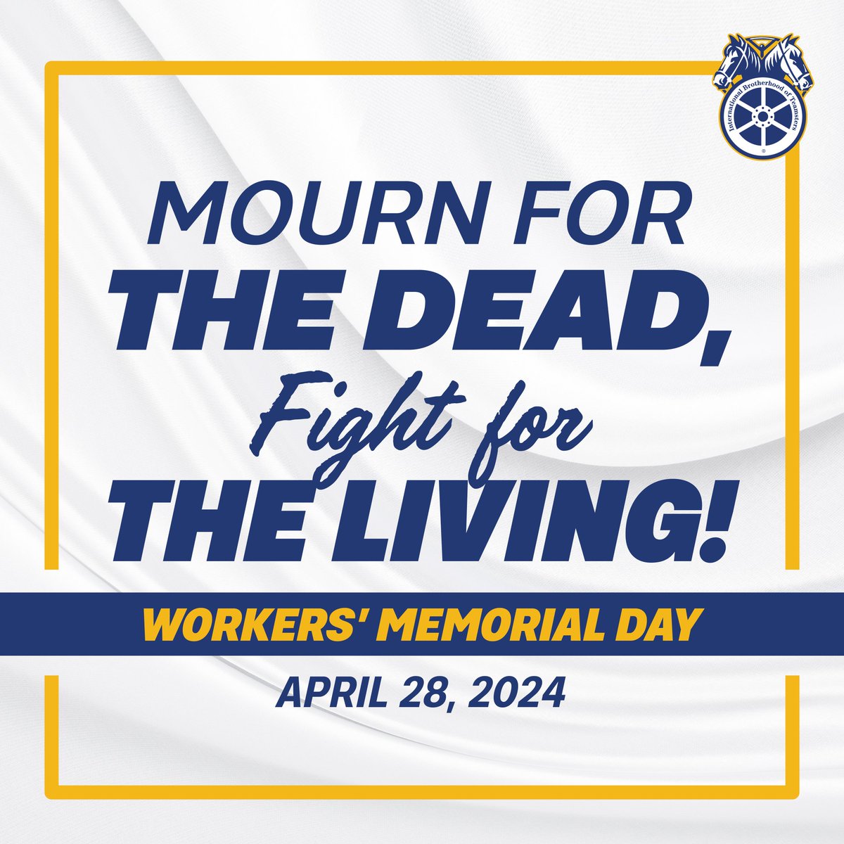 Today, #Teamsters and other trade unionists worldwide honor #WorkersMemorialDay, remembering and taking action on behalf of workers who have died, been injured, made ill, or disabled from their work. Nearly 5,500 workers were killed on the job in 2022, according to the latest