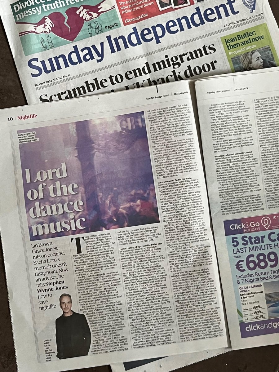 Haçienda memories, cocaine-fuelled rats and nightclub turf wars – really enjoyed my chat with @Sacha_Lord to discuss his new book, 'Tales From The Dancefloor'. You can read it in today's @TheSundayIndo 🙂 #interview #buyapaper #sundayindo #sachalord