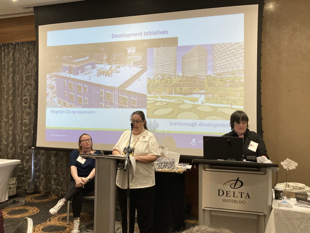 Great day yesterday at @COCHF1's Education Day and AGM. @CHFCanada director @AprilJWhite highlighted @CHFTCHFT development in Scarborough in partnership with @cityoftoronto and private sector partners. #coophousing #HousingCrisis