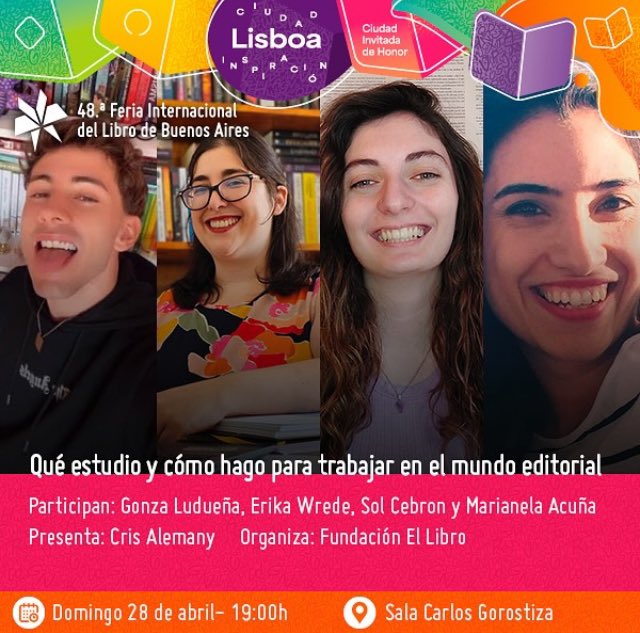 📌¡Actividades de la Movida Juvenil HOY en la #FILBuenosAires!

📍Corea y Japón a las 15h en Zona Futuro, pabellón amarillo.
📍¿Qué estudio y cómo hago para trabajar en el mundo editorial? a las 19h en la sala Carlos Gorostiza, pabellón amarillo.

¡Los esperamos!