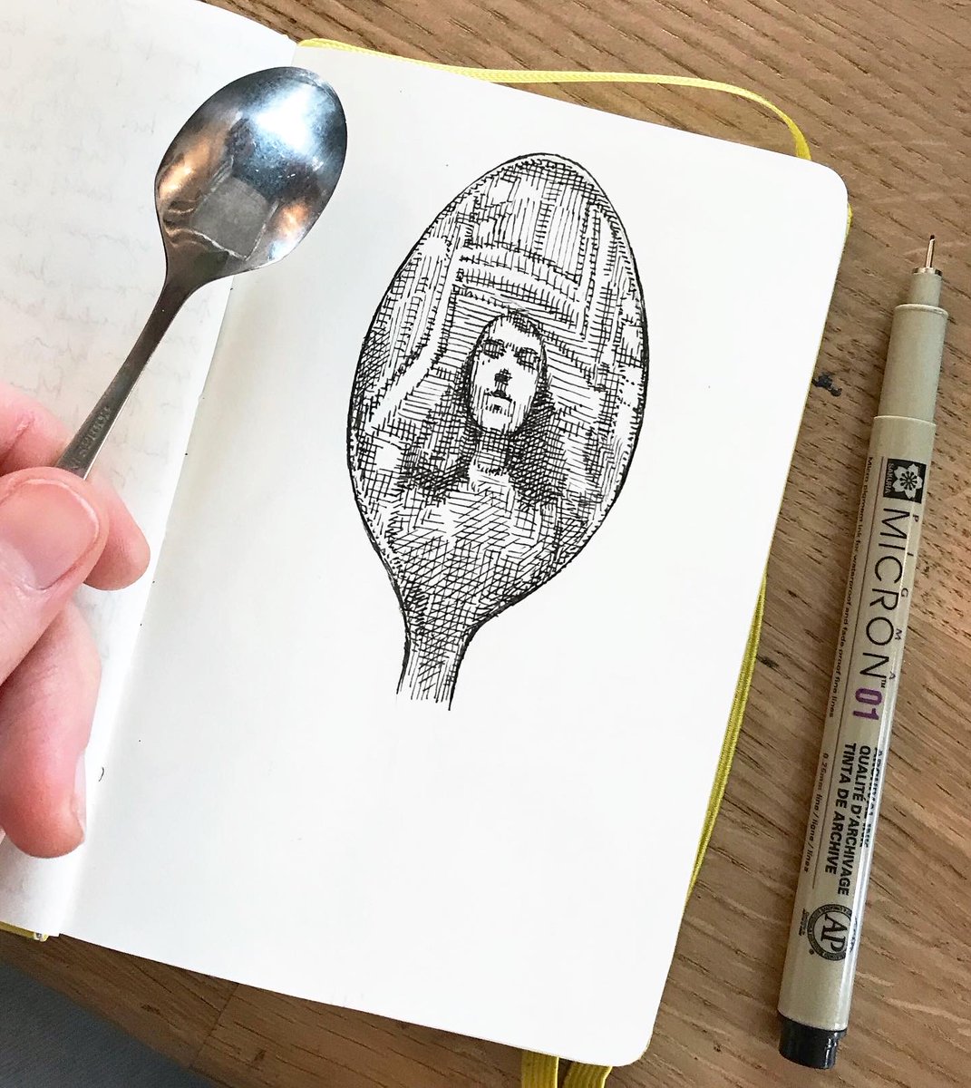 Self portraits reflected in a teaspoon