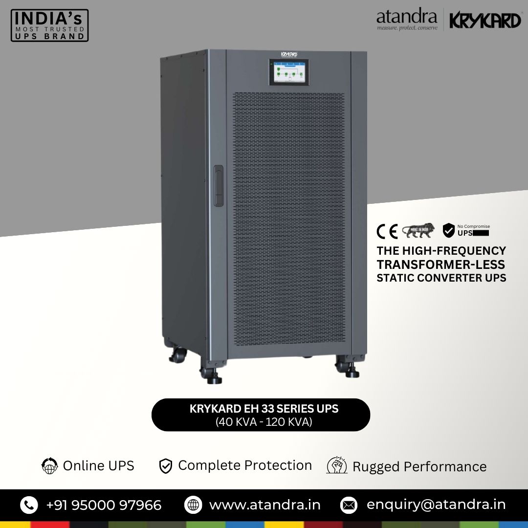 🔋Prioritizing uninterrupted power supply with the Krykard EH 33 SERIES UPS, ranging from 40 kVA to 120 kVA.

Contact us today at +91 95000 97966 or enquiry@atandra.in to know more.

Visit atandra.in for more details.

#UPS #PowerSolutions #Reliability #Efficiency 🚀