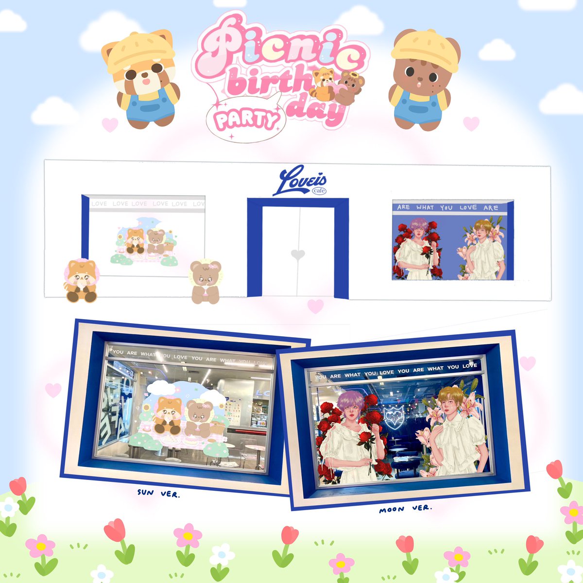 ｡ﾟﾟ･｡･ﾟﾟ｡
ﾟ。  𝒫review ⋆·˚ 🎀
 SUN & MOON Picnic birthday cafe 
    ﾟ･｡･ﾟ
             
         𝐹an art collab X @sudthi1410 

𓂃⋆♡ 8-9 June 2024  
💒 LOVEiS Cafe at Lido connect 
 ఇ 10.00 - 20.00

#PICNIC_BDwithSUNandMOON 
#HAPPYHAECHANDAY #HAPPYTAEILDAY