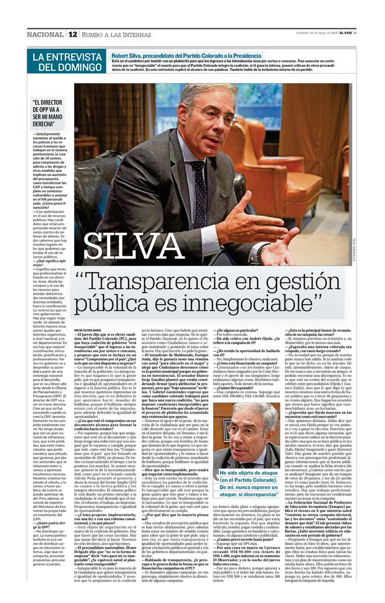 'La transparencia en la gestión pública es innegociable' @RobertSilvaUy en @elpaisuy elpais.com.uy/informacion/po…