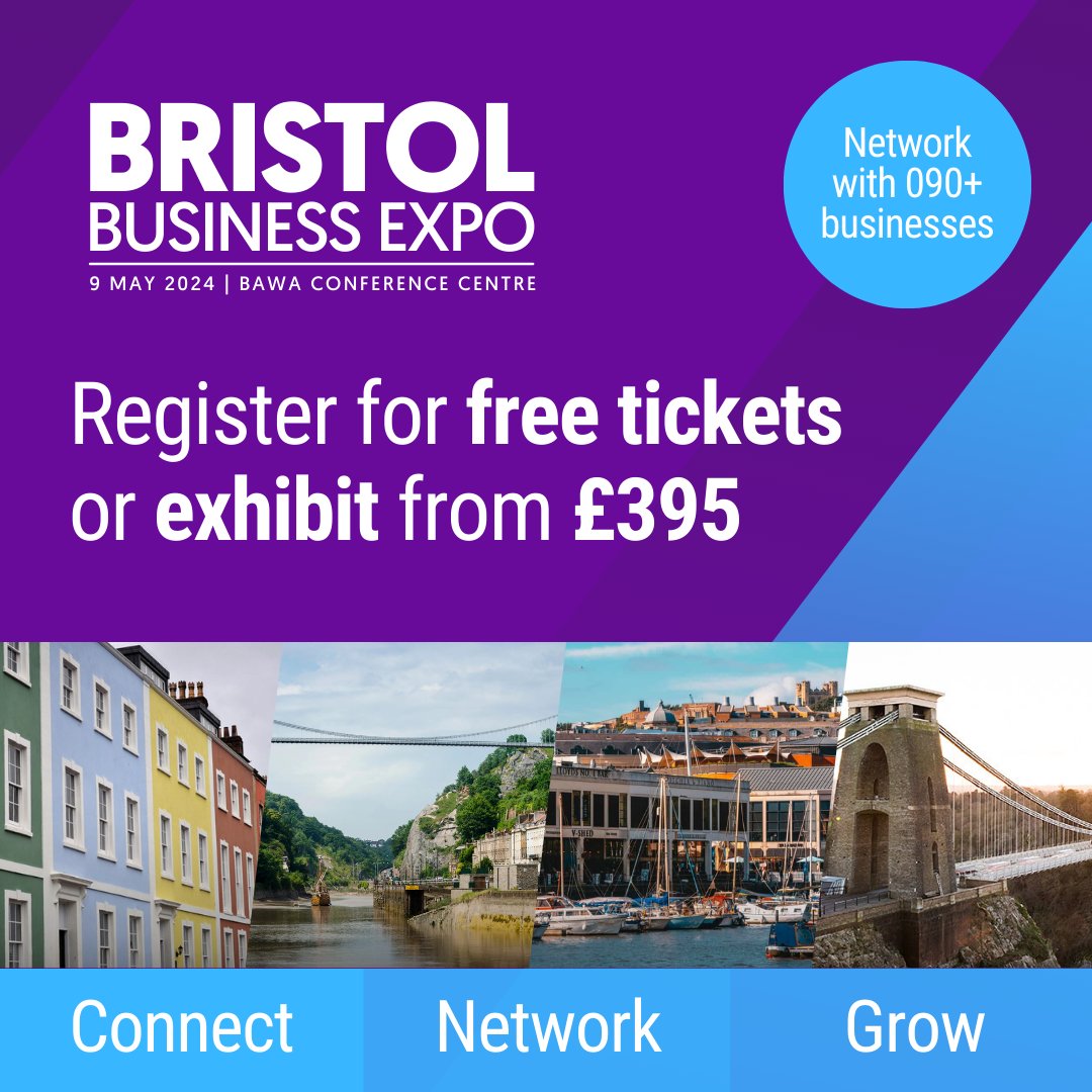 Meet hundreds of Bristol based businesses at FREE biz event #BristolExpo on 9th May 👋 Get tickets now! 🎫 b2bexpos.co.uk/event/bristol-…