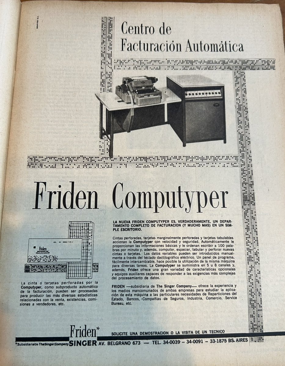 Friden Computyper: “Automatic invoicing center”

Just like in 1965 🇦🇷 businesses wouldn’t adhere to this computyper, they will resist the era of CBDCs