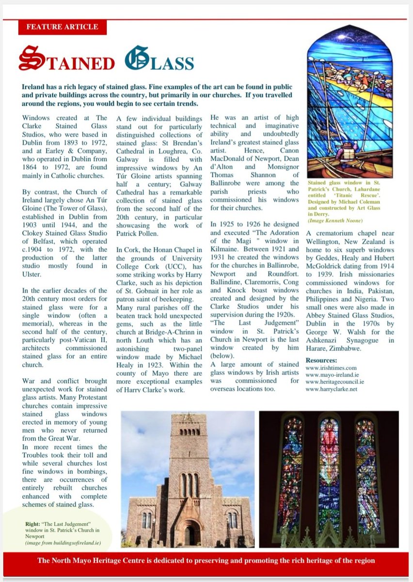 Check out our article on stained glass, including a reference to the work of Harry Clarke. One of Harry Clarke's drawings is on display at the Museum of Country Life, Turlough until the 7th May. 🗓 Follow this link for more information con-telegraph.ie/2024/04/26/cel…