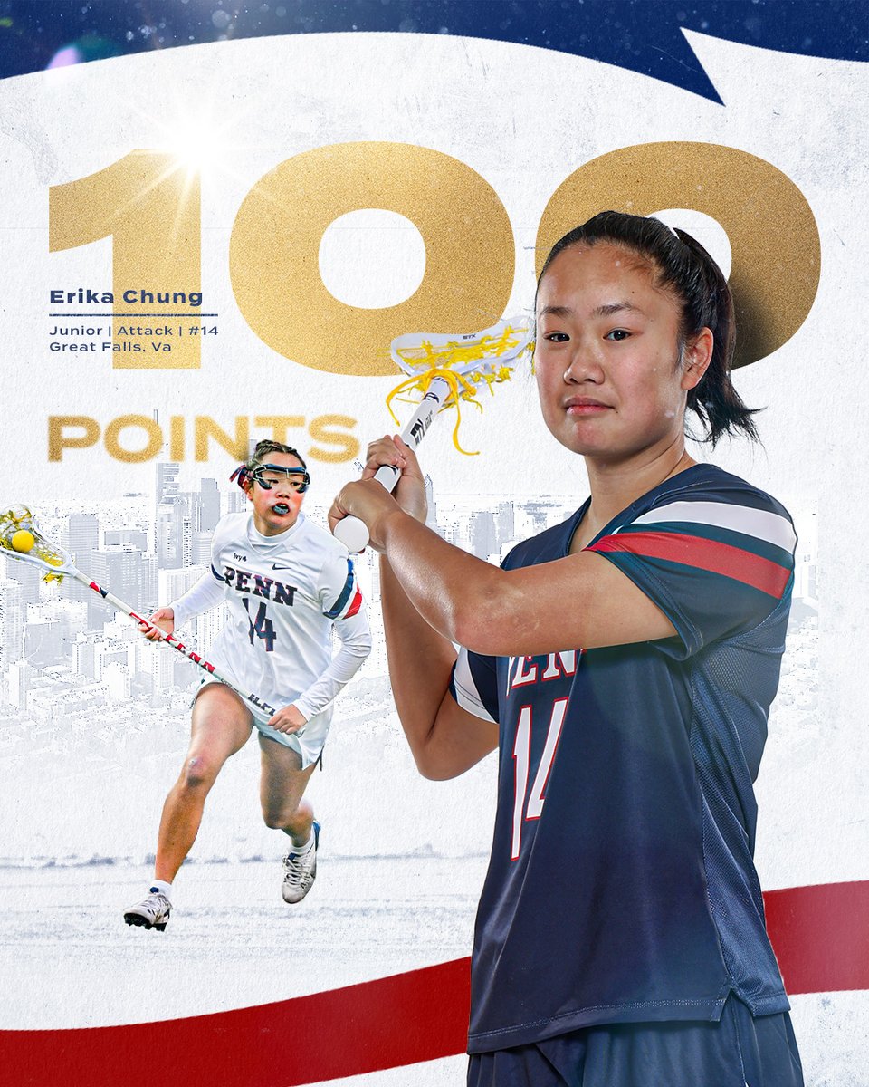 ICYMI Erika yesterday became the 28th player in program history to reach 100 career points. She had an assist in our win at Dartmouth.

#EarnEverything | #ILPL | #FightOnPenn