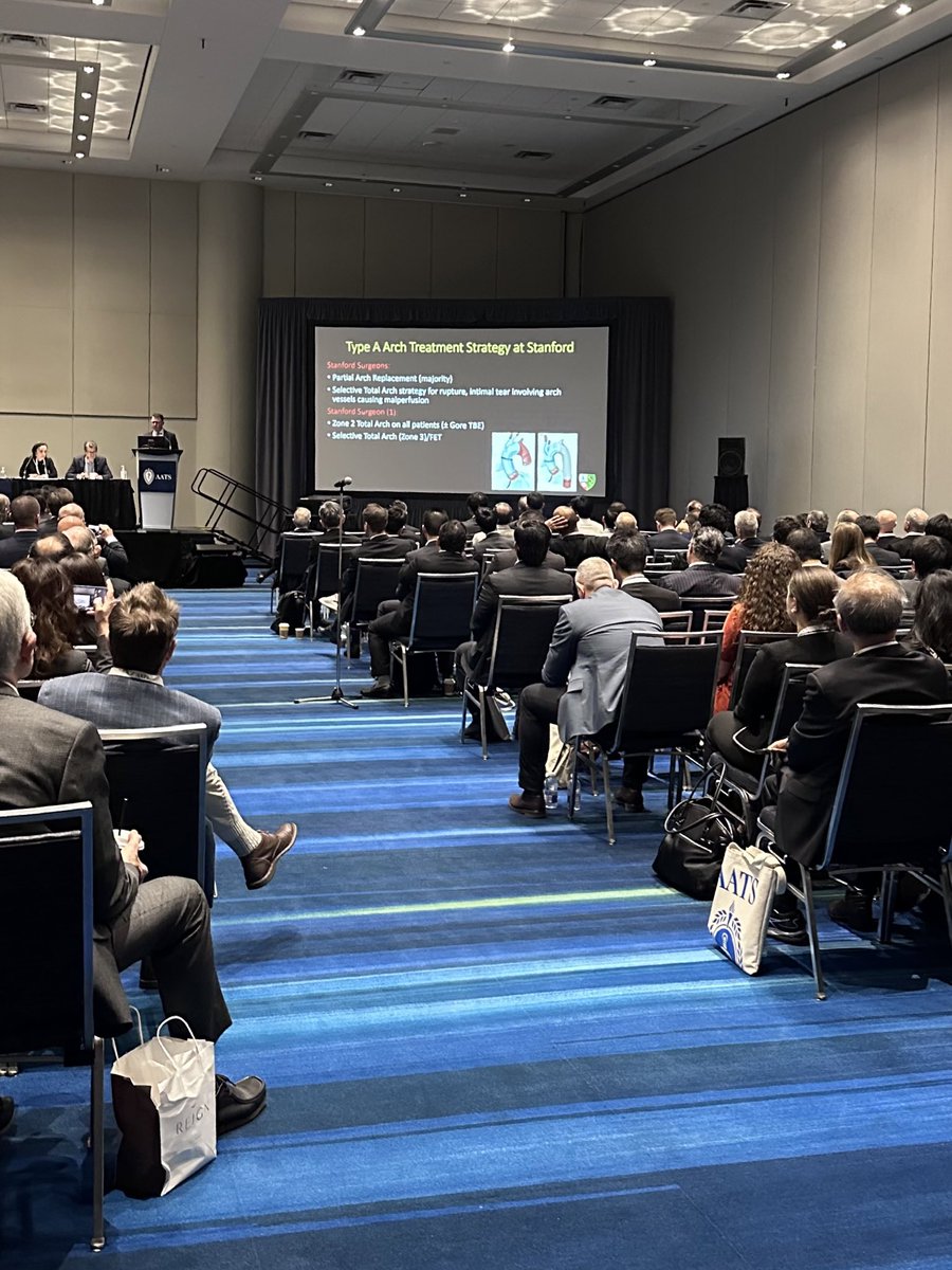 Congratulations Dr. Fischbein for a fantastic talk at #AATS2024 Full house this morning to listen. His presentation sparked a great discussion 👏 @StanfordCTSurg