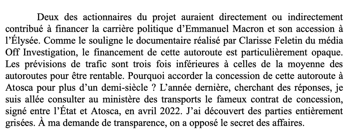 ⚡ La députée LFI-NUPES du Tarn @KarenErodi
s'est appuyée sur notre documentaire  
🎥 A69: L'AFFAIRE PERSONNELLE DE MACRON ? 
pour obtenir une commission d'enquête parlementaire sur l'autoroute devant relier Toulouse à Castres.  
👏 Vive l'investigation indépendante !